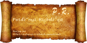 Petényi Richárd névjegykártya